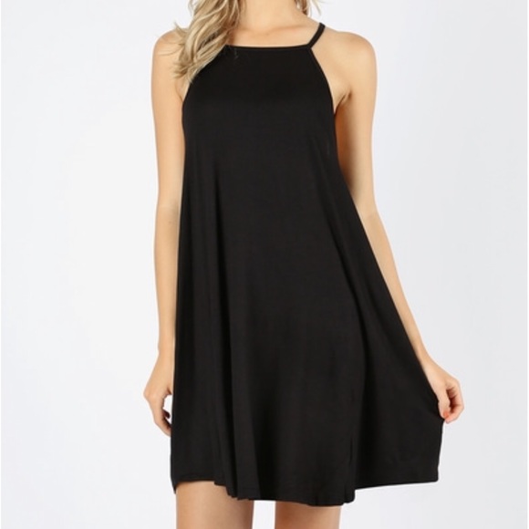 LAST Black High Neck Swing Dress - Picture 3 of 4